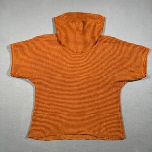 Coldwater Creek Turtleneck Sweater Womens XL Orange Metallic Short Sleeve‎ Top